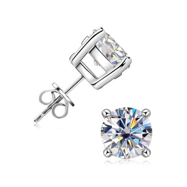 Anryss 925 sterling silver Classic six-prong moissanite stud earrings for women – gold-plated minimalist style