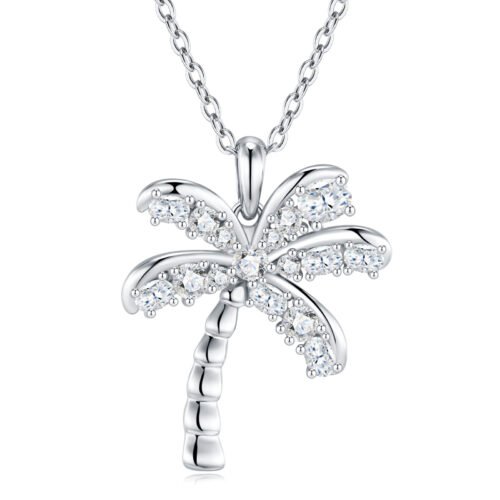 Anryss 925 sterling silver Coconut tree necklace for women classic European and American style moissanite clavicle chain