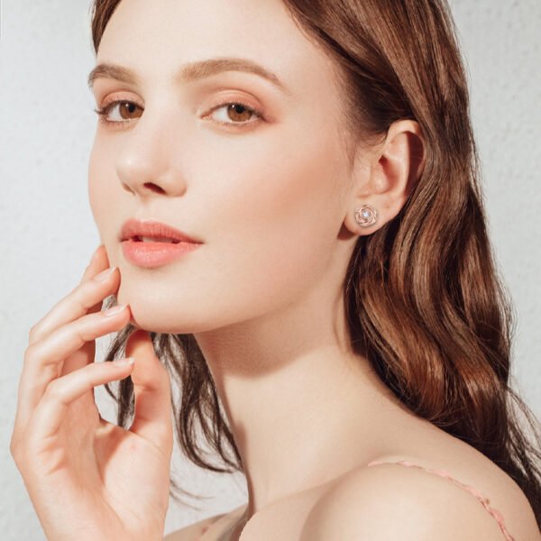 Anryss 925 sterling silver "Insta-style" fresh and minimalist rose gold moissanite stud earrings