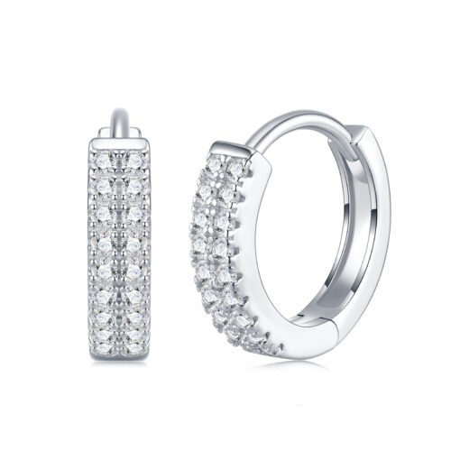 Anryss 925 sterling silver Sparkling Time Earrings with White Gold Plated Moissanite Silver Studs - Sophisticated Style