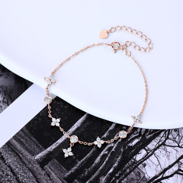 Anryss 925 sterling silver classic four-leaf clover moissanite bracelet stackable 18K gold plated high-end luxury jewelry