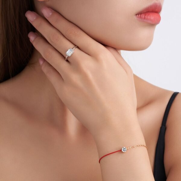 Anryss 925 sterling silver Square bag style light luxury women's moissanite ring