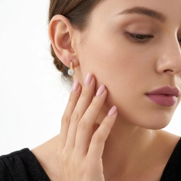 Anryss 925 sterling silver Moissanite classic and stylish women's stud earrings with gold plating Ins style