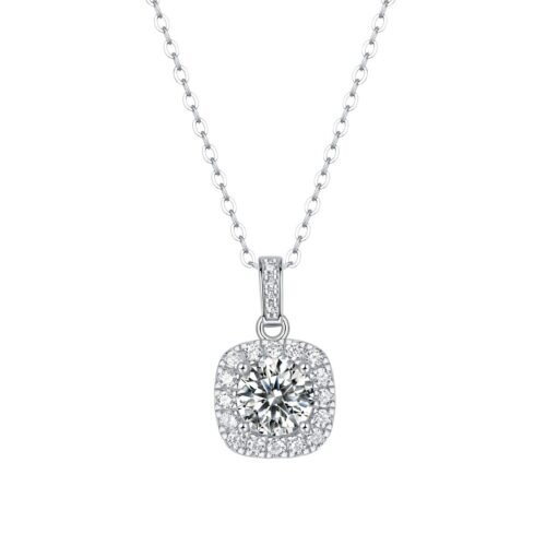 Anryss 925 sterling silver Moissanite sugar cube necklace for women, minimalist style