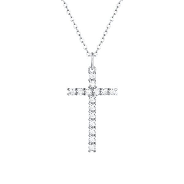 Anryss 925 sterling silver Non-fading necklace faith pendant fashionable silver moissanite cross clavicle chain