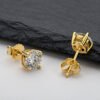 Anryss 925 Sterling Silver Niche Classic Four-Prong Authentic Moissanite Stud Earrings for Women Plated with 18K Gold