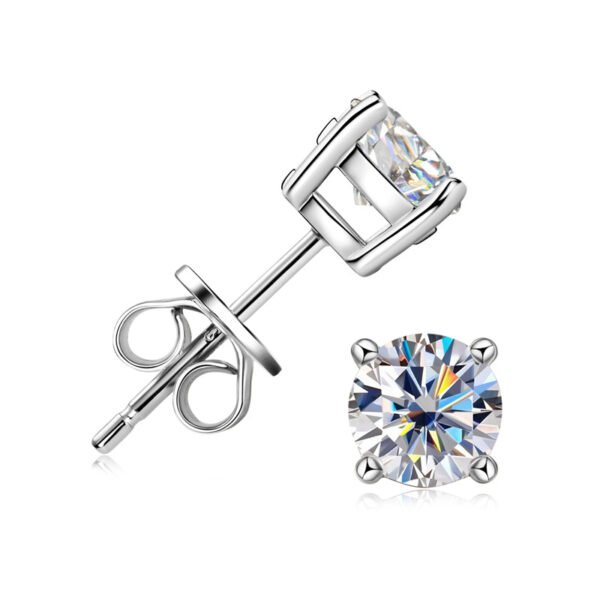Anryss 925 Sterling Silver Niche Classic Four-Prong Authentic Moissanite Stud Earrings for Women Plated with 18K Gold