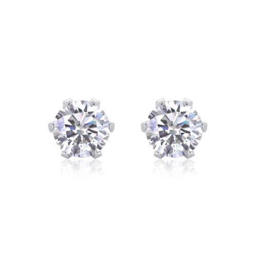 Anryss 925 sterling silver Minimalist round moissanite stud earrings—ideal for maintaining piercings