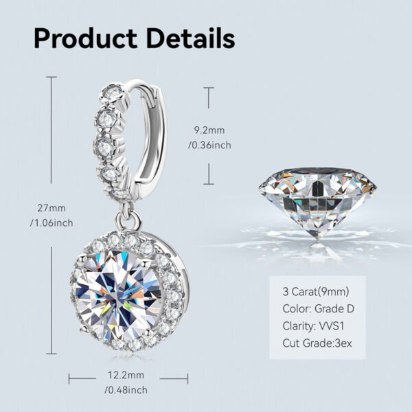 Anryss 925 sterling silver 2-Carat Moissanite Drop Earrings for Women – Affordable Luxury with a Sophisticated Feel