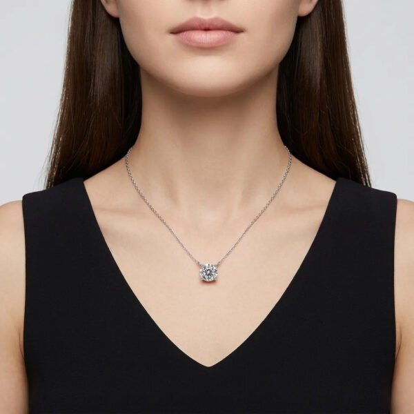 Anryss 925 sterling silver Minimalist-style four-prong moissanite clavicle pendant necklace