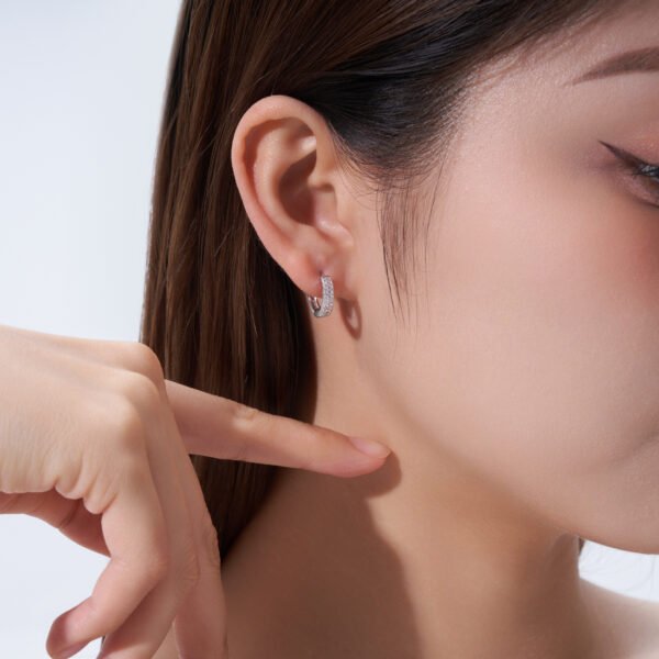 Anryss 925 sterling silver Sparkling Time Earrings with White Gold Plated Moissanite Silver Studs - Sophisticated Style
