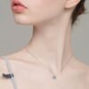 Anryss 925 sterling silver moissanite necklace for women small sugar cube design versatile and sophisticated clavicle chain