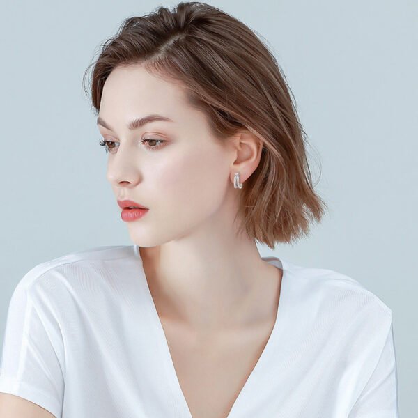 Anryss 925 sterling silver Unique double hoop earrings for women, minimalist and unique moissanite earrings