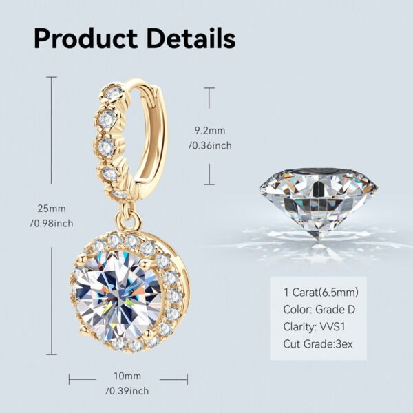 Anryss 925 sterling silver 2-Carat Moissanite Drop Earrings for Women – Affordable Luxury with a Sophisticated Feel