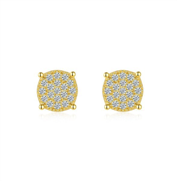 Anryss 925 sterling silver Classic four-prong moissanite stud earrings for women gold-plated trendy "Ins-style" design