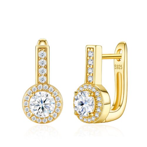 Anryss 925 sterling silver Moissanite classic and stylish women's stud earrings with gold plating Ins style