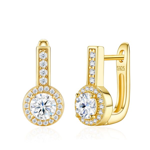 Anryss 925 sterling silver Moissanite classic and stylish women's stud earrings with gold plating Ins style