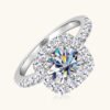 Anryss 925 sterling silver 2-Carat Square-Cut Moissanite Ring