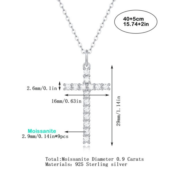 Anryss 925 sterling silver Non-fading necklace faith pendant fashionable silver moissanite cross clavicle chain