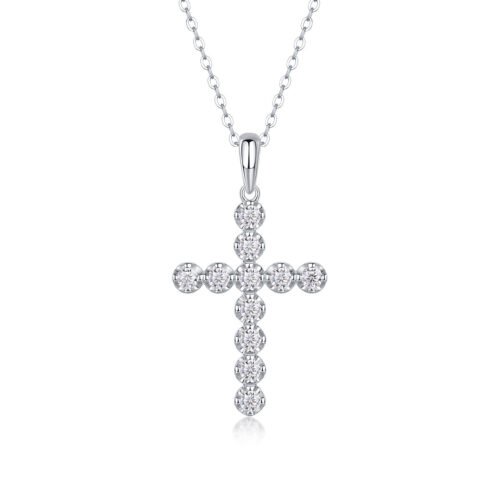 Anryss 925 sterling silver Non-fading necklace faith pendant fashionable silver moissanite cross clavicle chain