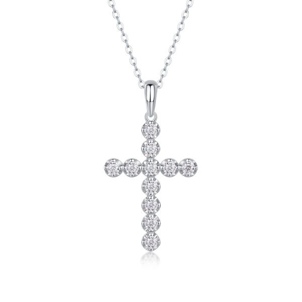 Anryss 925 sterling silver Non-fading necklace faith pendant fashionable silver moissanite cross clavicle chain