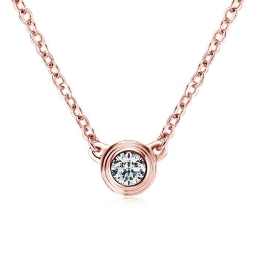 Anryss 925 Sterling Silver Popular Women's Moissanite Flying Saucer Rose Gold Clavicle Chain