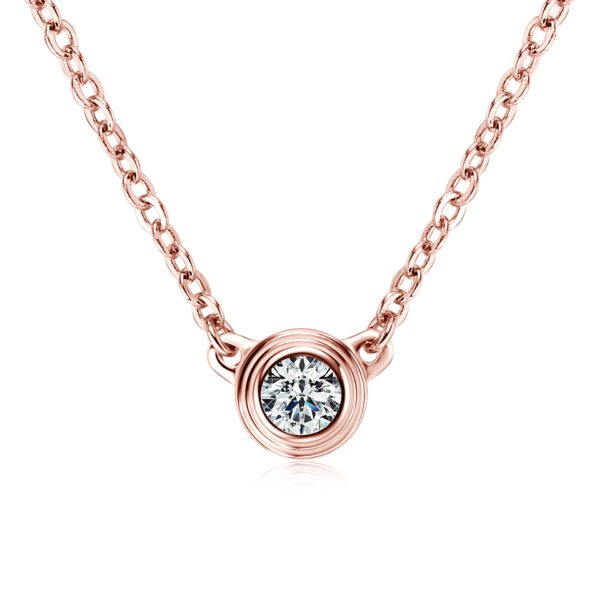 Anryss 925 Sterling Silver Popular Women's Moissanite Flying Saucer Rose Gold Clavicle Chain