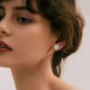 Anryss 925 sterling silver Four-claw square bag style earrings with one-carat moissanite sugar cube design unisex earrings