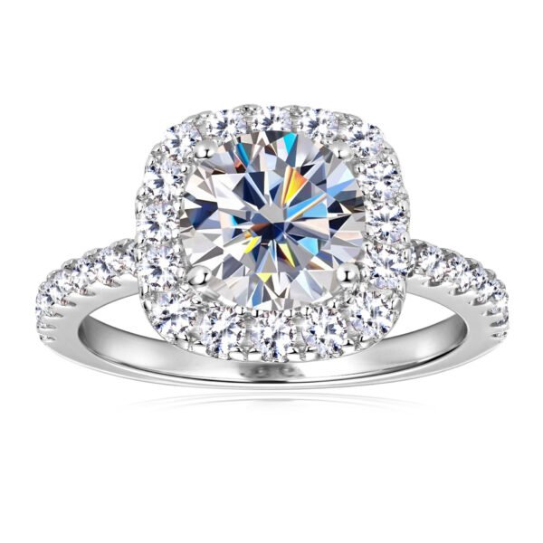 Anryss 925 sterling silver 2-Carat Square-Cut Moissanite Ring