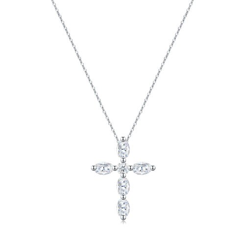 Anryss 925 sterling silver Popular European and American style cross moissanite necklace for women niche clavicle chain pendant