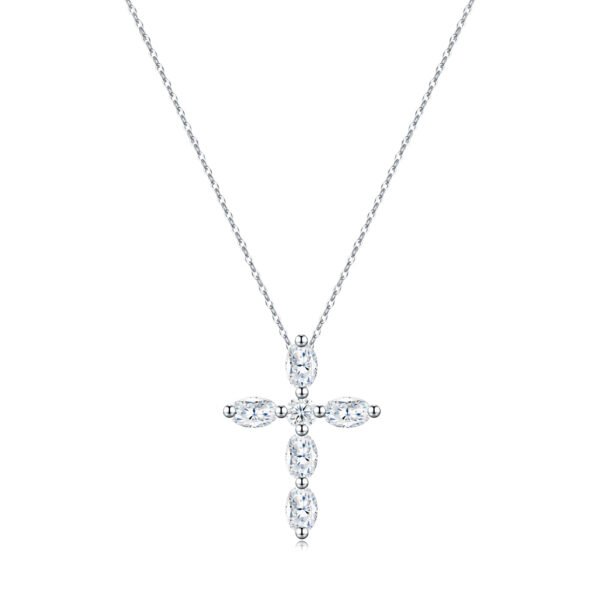 Anryss 925 sterling silver Popular European and American style cross moissanite necklace for women niche clavicle chain pendant