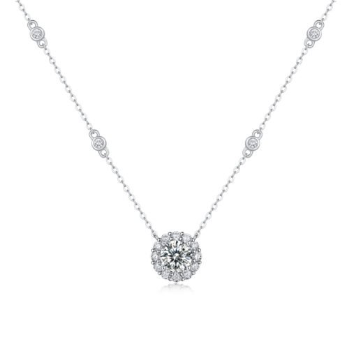 Anryss 925 sterling silver Starry Moissanite Sterling Silver Necklace Clavicle Chain Luxurious and Versatile Jewelry