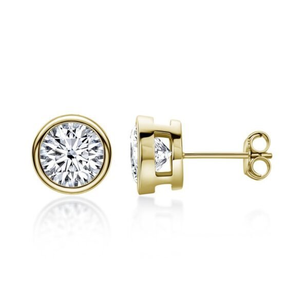 Anryss 925 sterling silver Classic six-prong moissanite stud earrings for women – gold-plated minimalist style
