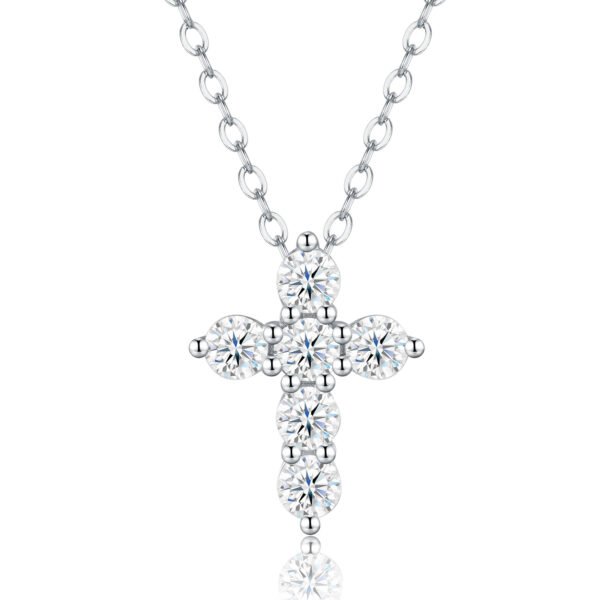 Anryss 925 sterling silver Moissanite cross necklace for women simple and stylish European and American style clavicle chain