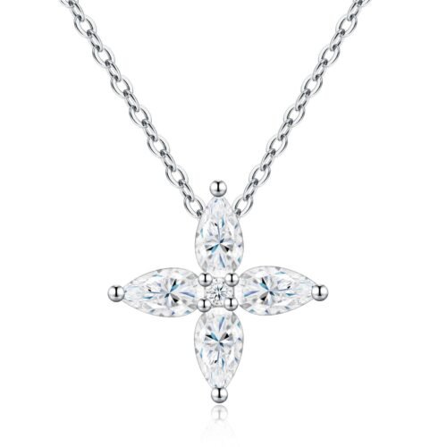 Anryss 925 sterling silver Moissanite cross necklace for women simple and stylish European and American style clavicle chain
