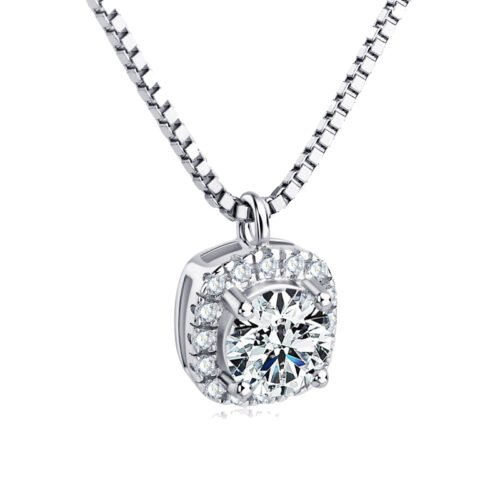 Anryss 925 sterling silver moissanite necklace for women small sugar cube design versatile and sophisticated clavicle chain