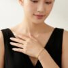 Anryss 925 sterling silver Ins-style tennis leather bracelet for women featuring moissanite and a touch of understated luxury