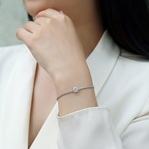 Anryss 925 sterling silver Dawn Dewdrop Bracelet Moissanite Plated with White Gold and Silver