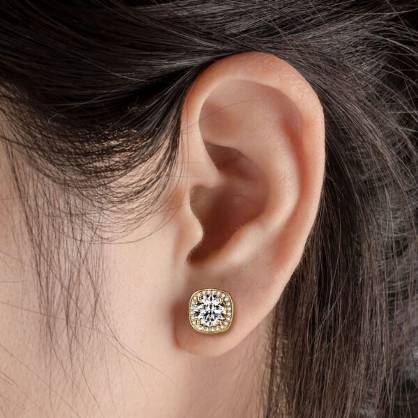 Anryss 925 sterling silver Four-claw square bag style earrings with one-carat moissanite sugar cube design unisex earrings