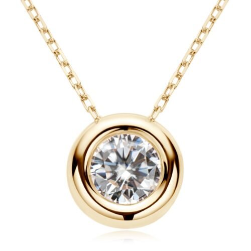 Anryss 925 sterling silver Classic, stylish and versatile Moissanite "bubble" necklace featuring a minimalist, sophisticated small bubble pendant