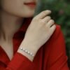 Anryss 925 sterling silver Bracelet with moissanite silver plated with white gold