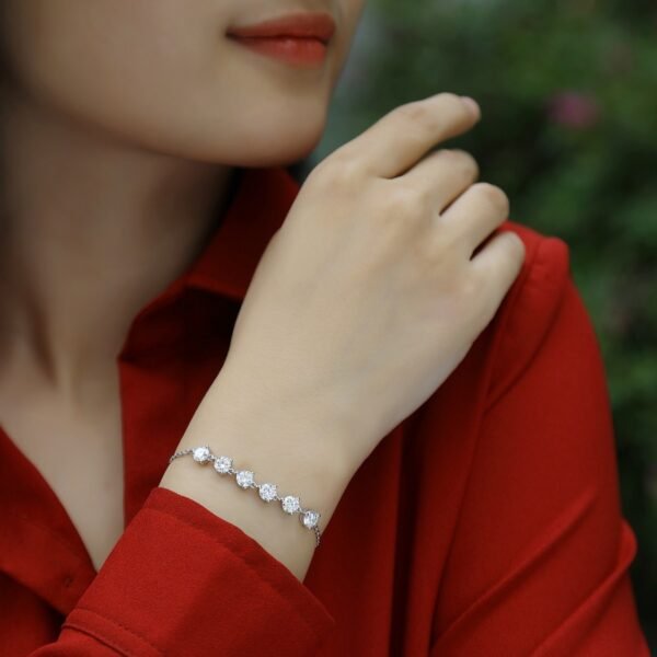 Anryss 925 sterling silver Bracelet with moissanite silver plated with white gold