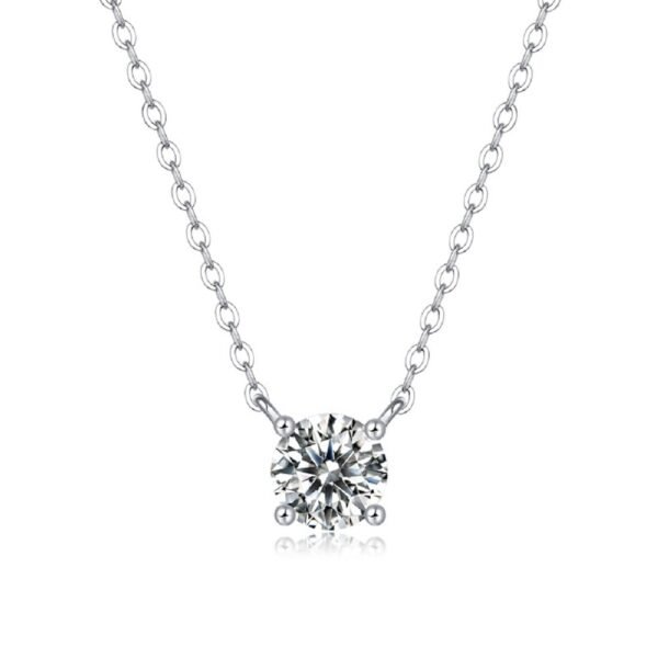 Anryss 925 sterling silver Minimalist-style four-prong moissanite clavicle pendant necklace