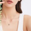 Anryss 925 sterling silver Classic, stylish and versatile Moissanite "bubble" necklace featuring a minimalist, sophisticated small bubble pendant