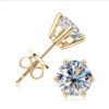 Anryss 925 sterling silver Classic six-prong moissanite stud earrings for women – gold-plated minimalist style