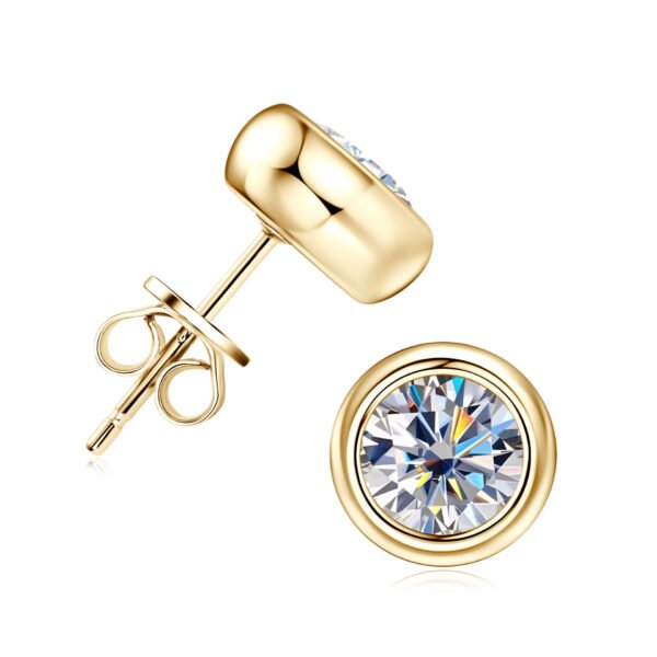 Anryss 925 sterling silver Classic six-prong moissanite stud earrings for women – gold-plated minimalist style