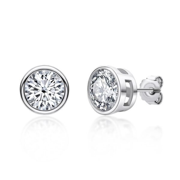 Anryss 925 Sterling Silver Niche Classic Four-Prong Authentic Moissanite Stud Earrings for Women Plated with 18K Gold