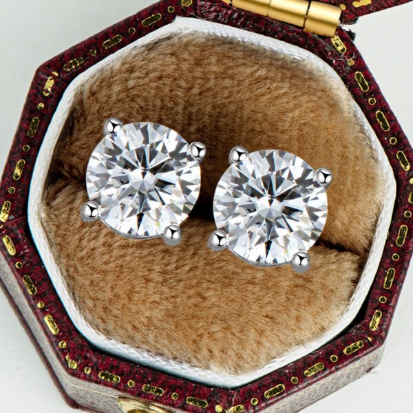 Anryss 925 sterling silver New 2-Carat Moissanite Stud Earrings – 18K Gold-Plated, Premium "Quiet Luxury" Style for Women