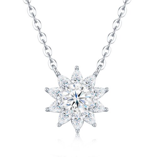 Anryss 925 sterling silver A niche design with a sunflower moissanite pendant exuding understated luxury and sophisticated clavicle necklace