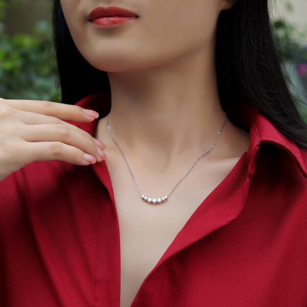 Anryss 925 sterling silver Freeze-frame necklace moissanite choker clavicle chain understated luxury niche